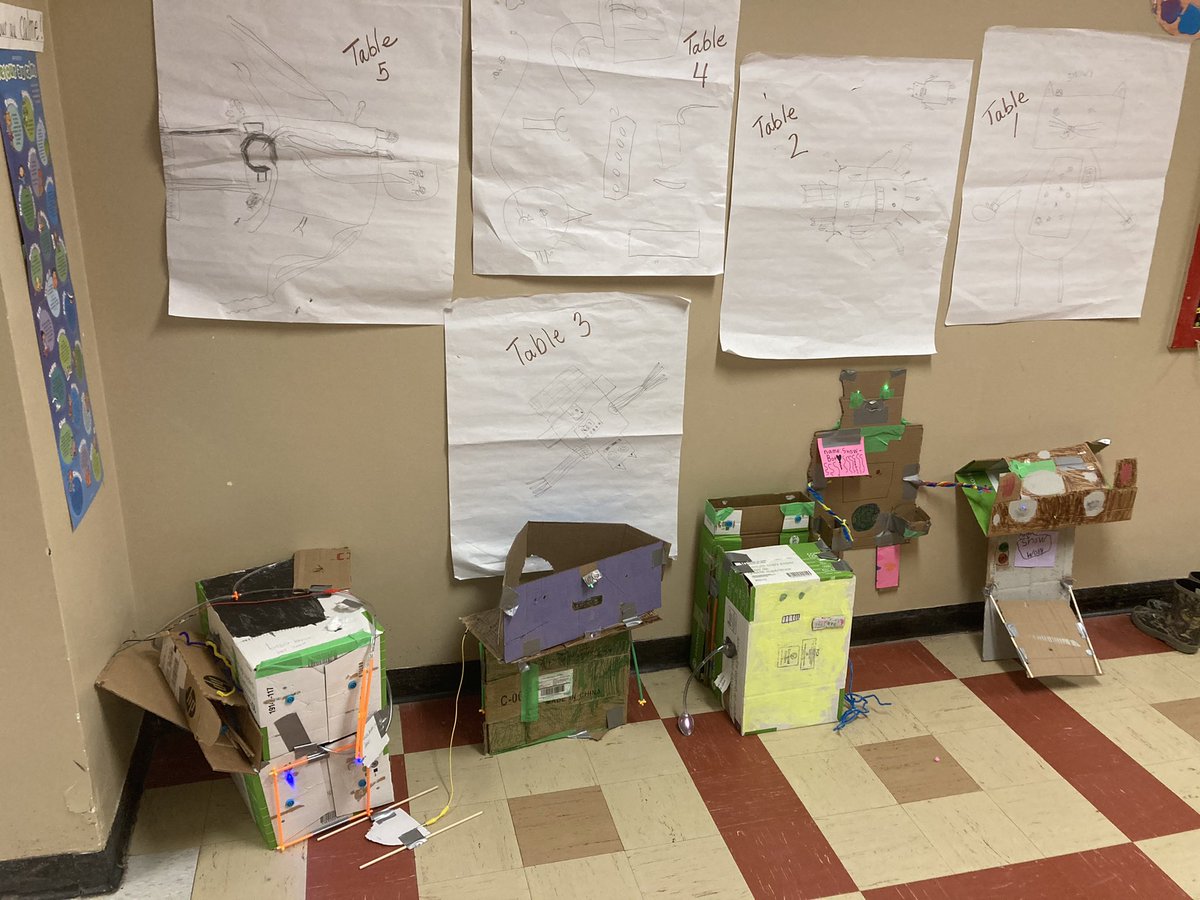 SchoolSolvers's tweet photo. Bessborough’s Grade 2 future mechanical engineers were hard at work using recycled cardboard to create robots that could clean and filter air, water and the land on Earth Day. Well done 2 Belliveau!
@AnglophoneEast @NewPedagogies @JaniceASDE https://t.co/y0STKnCg9M