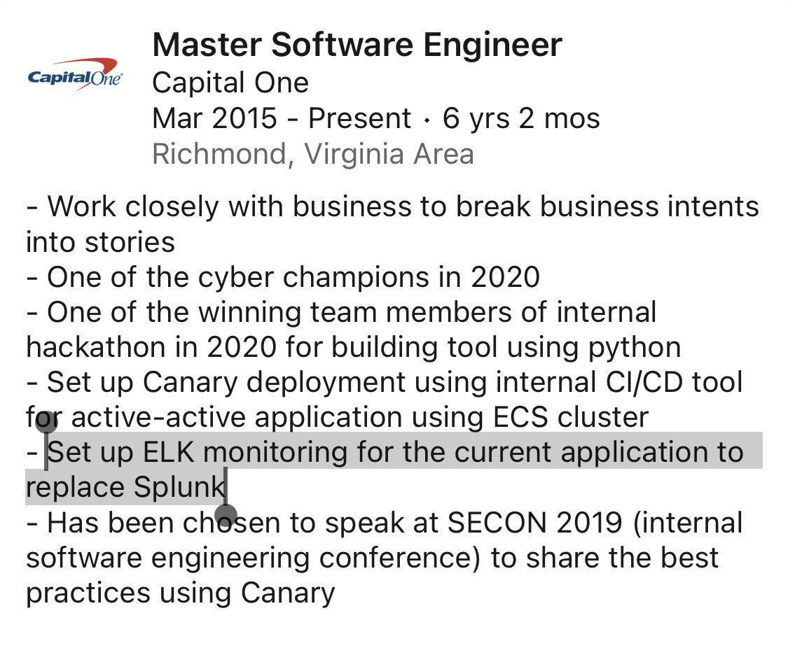 3/ CapitalOne also replaced  $SPLK with the ELK  $ESTC Stack for the monitoring/observability use case. ELK = Elasticsearch products.