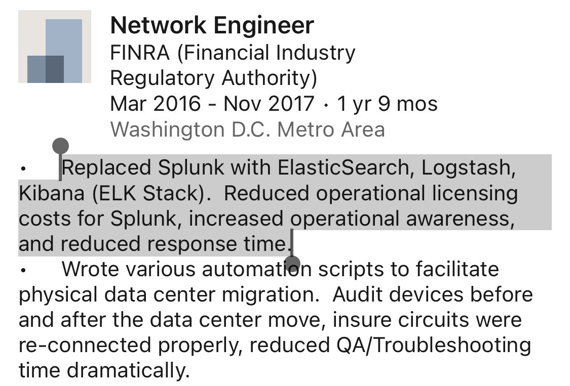 2/ FINRA replaced Splunk with  $ESTC which not only reduced costs, but also reduced response times.