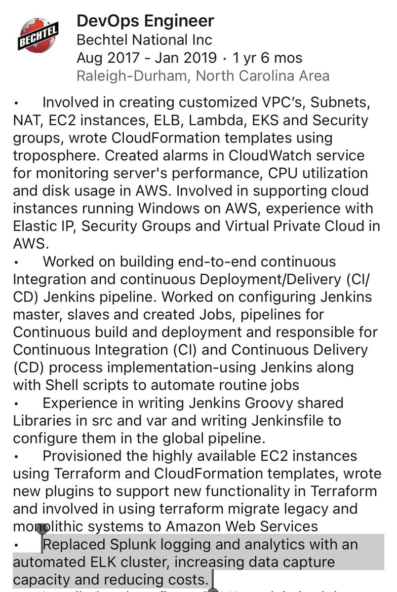 6/ Bechtel replaced  $SPLK with  $ESTC for the logging/analytics use case. Again to reduce costs but also to improve data capacity.