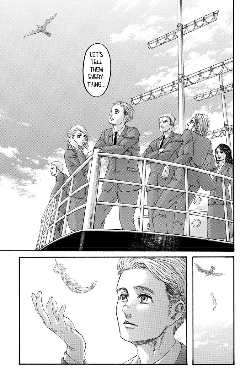 However, despite being realistic, Isayama left us on a optimistic note when he introduced the idea that Armin and some other members of the former alliance have become embassadors for peace talks with Paradis Island. Will they achieve some degree of diplomacy? We can only hope.