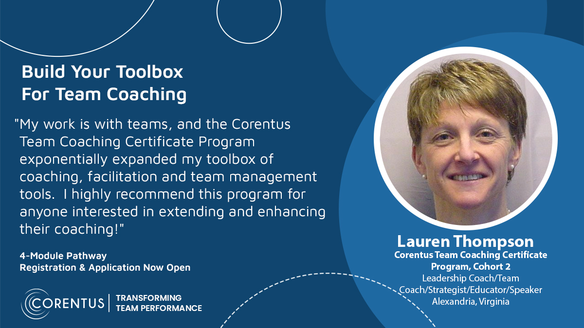 TeamCorentus's tweet image. Corentus coaches and Certificate Program instructors have been coaching teams for more than two decades. Learn more about the program corentus.com/courses-progra…
#teamcoaching #Corentus #teameffectiveness