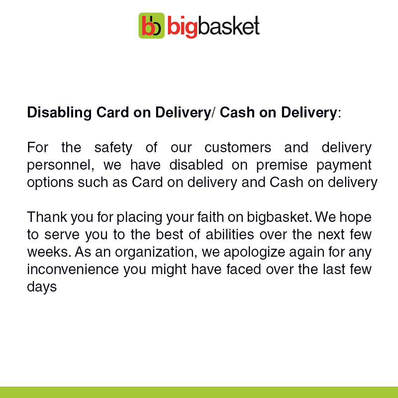 bigbasket on Twitter "Dear customer, Here is an update on our