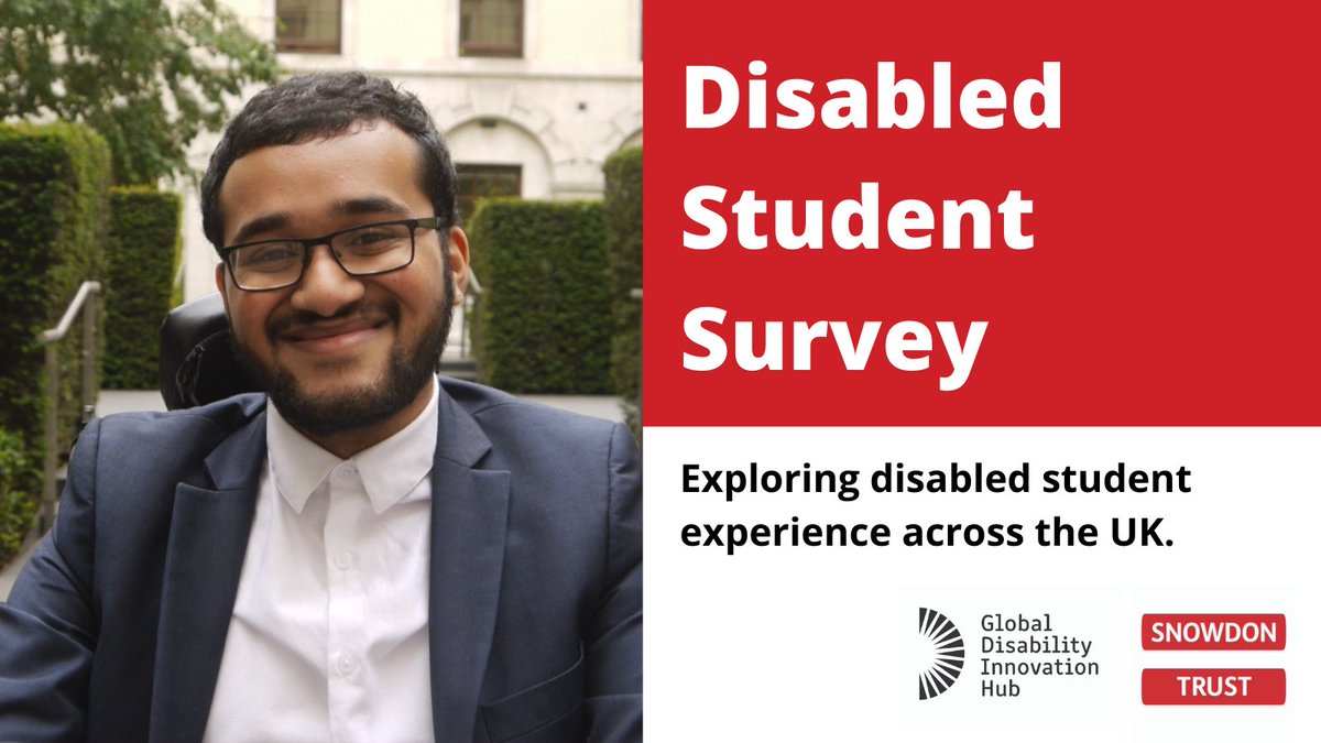 Big announcement! 📣
Today, alongside <a href="/GDIHub/">Global Disability Innovation Hub 💜</a> we launch the Disabled Students Survey exploring study experiences across the UK. 

🟥 Download the report: bit.ly/3dR4yGd
🟥 Find out more: snowdontrust.org/disabled-stude…
🟥 Join the webinar: bit.ly/3g18eXo