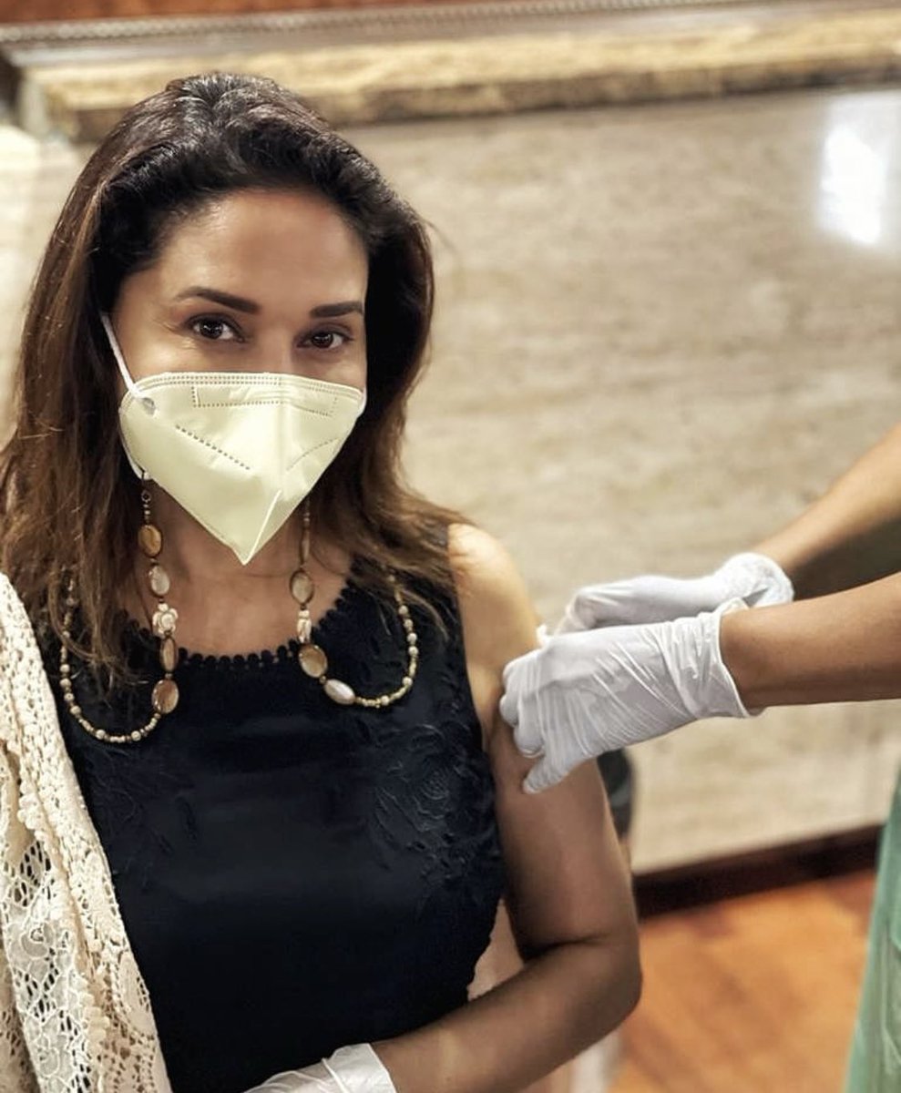 Actor #MadhuriDixit takes the second jab of COVID-19 vaccine, urges everyone to get vaccinated as soon as it is available.