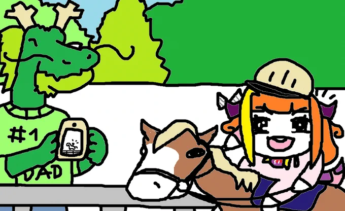 #ココここ #みかじ絵"As a kid, I used to go horse riding in summer camp" 