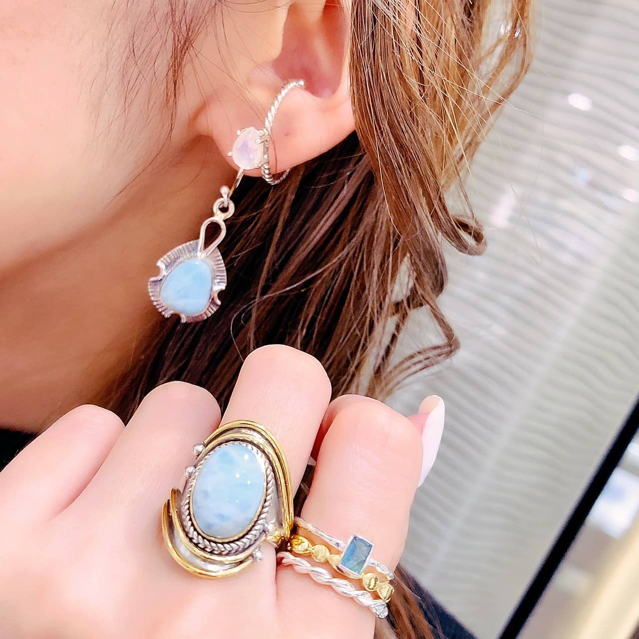 シリアルシール付 Bijumam ビジュマム フローライト イヤーカフ リング