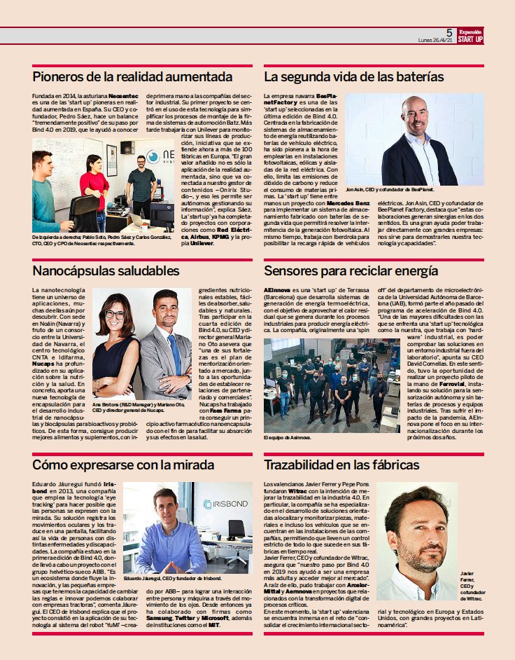 "BIND 4.0 proporciona oportunidades a #emprendedores para poner en marcha proyectos de #innovaciónabierta" Gracias <a href="/expansioncom/">expansioncom</a> y <a href="/exp_startup/">Expansión Start Up</a> por este reportaje sobre el programa y sus #startups.

¡Échale un vistazo! 👇