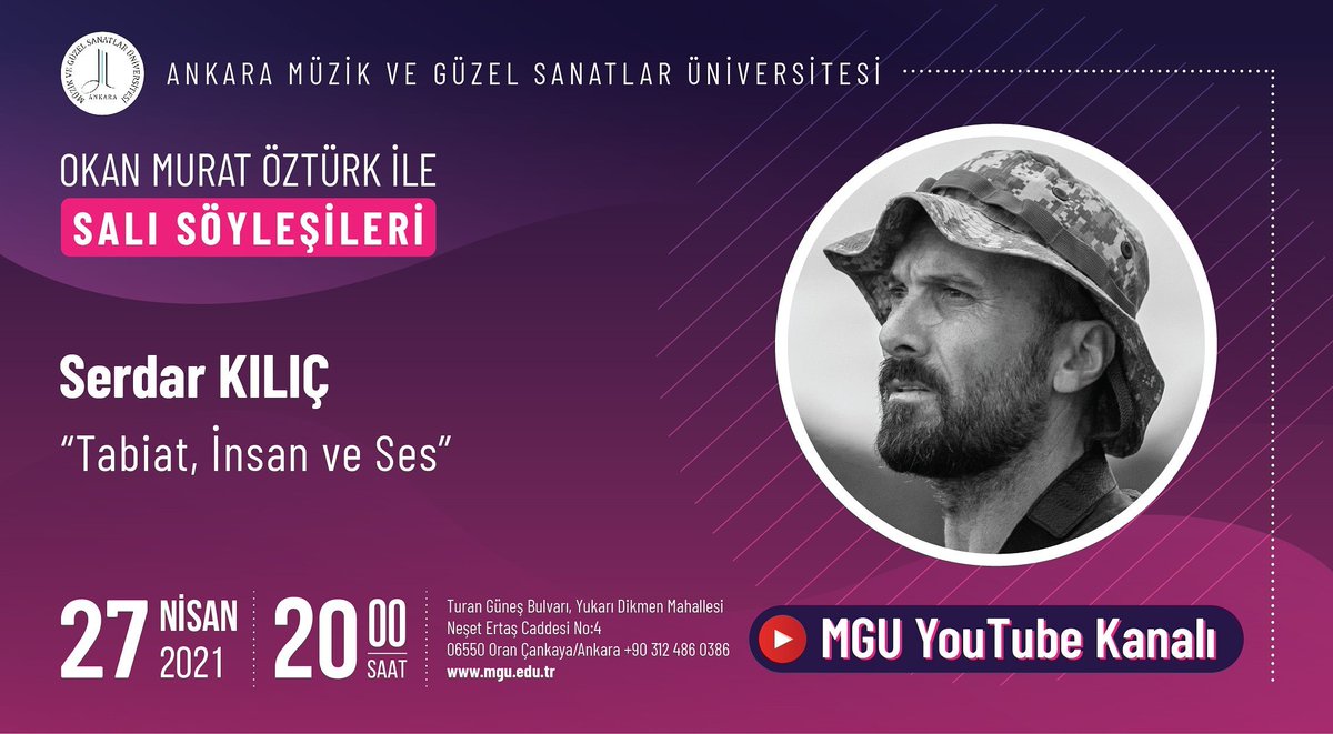 Söyleşi Üniversitemizin YouTube kanalı üzerinden yayınlanacaktır.
YouTube Link: youtube.com/channel/UCbyBW…
#SerdarKılıç