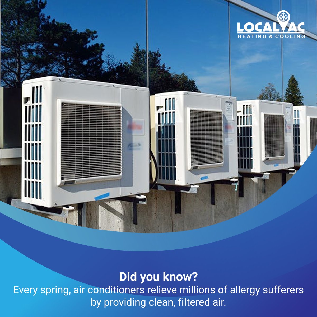 TheLocalAC's tweet image. HVAC Fact

Did you know?

Every spring, air conditioners relieve millions of allergy sufferers by providing clean, filtered air.

Explore more at- local-ac.com

#localac #ac #hvac #hvaclife #airconditioning #hvactechnician #hvacservice #hvactech #heating #filterd #air
