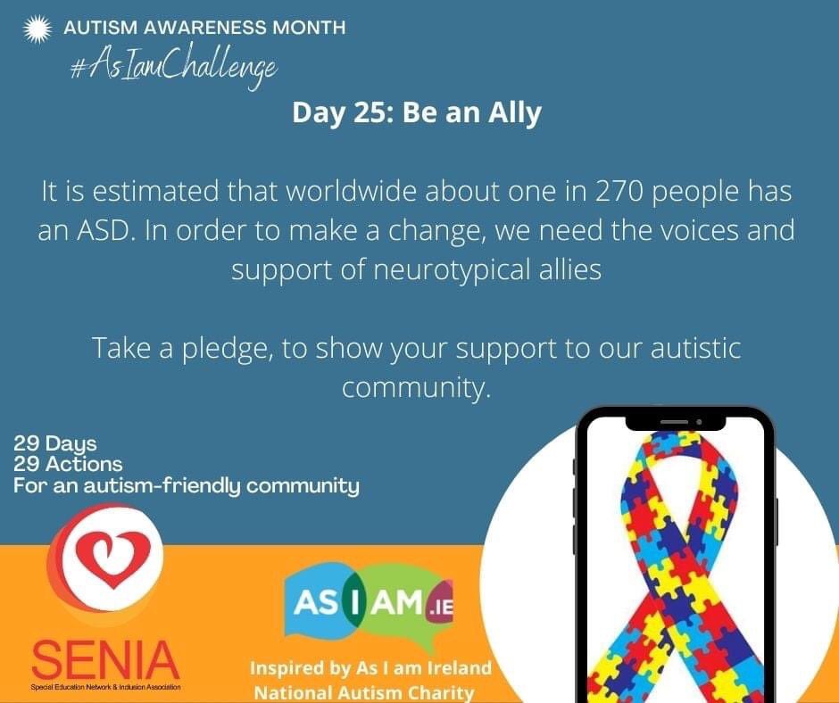 seniaworldwide's tweet photo. Day 25 of #AsIAmChallenge is a reminder that the autism community is a minority that needs support from others. Let your voices be heard and our support amplified if you're an ally. #SENIAcommunity #autismawareness https://t.co/3UPCdWeCwC