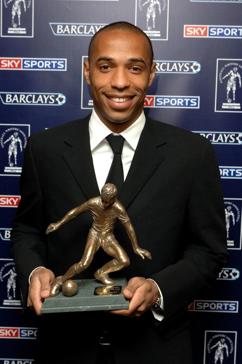 Thierry Henry has been named FWA Men's Footballer of the Year more times than any other player in the award's 73-year history.◉ 2002/03◉ 2003/04◉ 2005/06 #PLHallOfFame