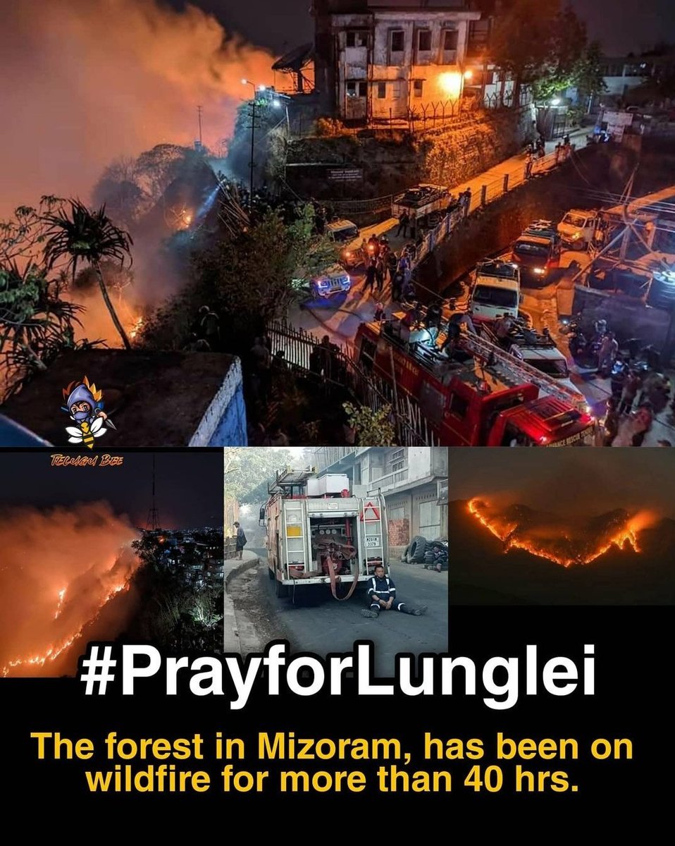 BrightIndiaFC's tweet photo. It breaks our heart to see this. Forest broke out in some places of Mizoram. Pray for Mizoram and the volunteers also the firemen who has been working. Our prayers are with you all. 
#prayforLunglei #PRAYFORMIZORAM https://t.co/HYpeAWTTzB