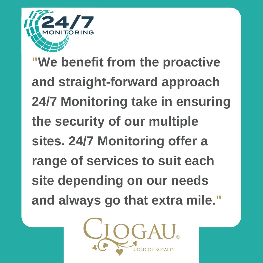 247_monitoring's tweet image. Thank you to Clogau Gold for the wonderful testimonial of our services. 
#ClogauGold #247Monitoring #AlarmReceivingCentre #CCTVMonitoring #AlarmMonitoring #SecurityBarrierMonitoring #SecuritySystemMonitoring #FireSystemMonitoring #NSIGold #surveillance #alarmactivation #retail