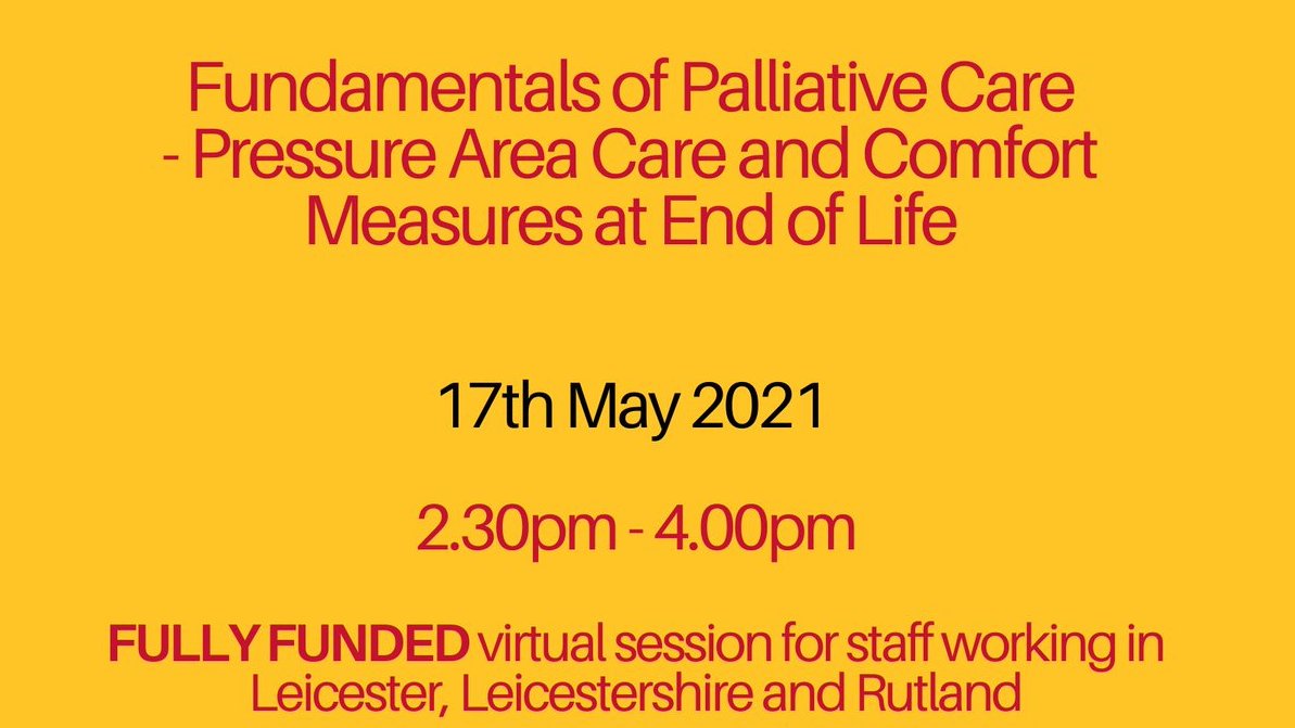 LOROS Centre for Excellence (@loroseducation) on Twitter photo Extra places added for the Fundamentals of Palliative Care - Pressure Area Care and Comfort Measures at End of Life.
Book now for 17th May 2021 bit.ly/2P11sFn <a href="/faybay75/">Fay Bayliss</a> <a href="/LLRAcademy/">LLRAcademy</a> <a href="/Donnawa79548112/">Donnawalker</a> <a href="/ValerieOlivant/">Valerie olivant</a> Extra places added for the Fundamentals of Palliative Care - Pressure Area Care and Comfort Measures at End of Life.
Book now for 17th May 2021 bit.ly/2P11sFn <a href="/faybay75/">Fay Bayliss</a> <a href="/LLRAcademy/">LLRAcademy</a> <a href="/Donnawa79548112/">Donnawalker</a> <a href="/ValerieOlivant/">Valerie olivant</a>