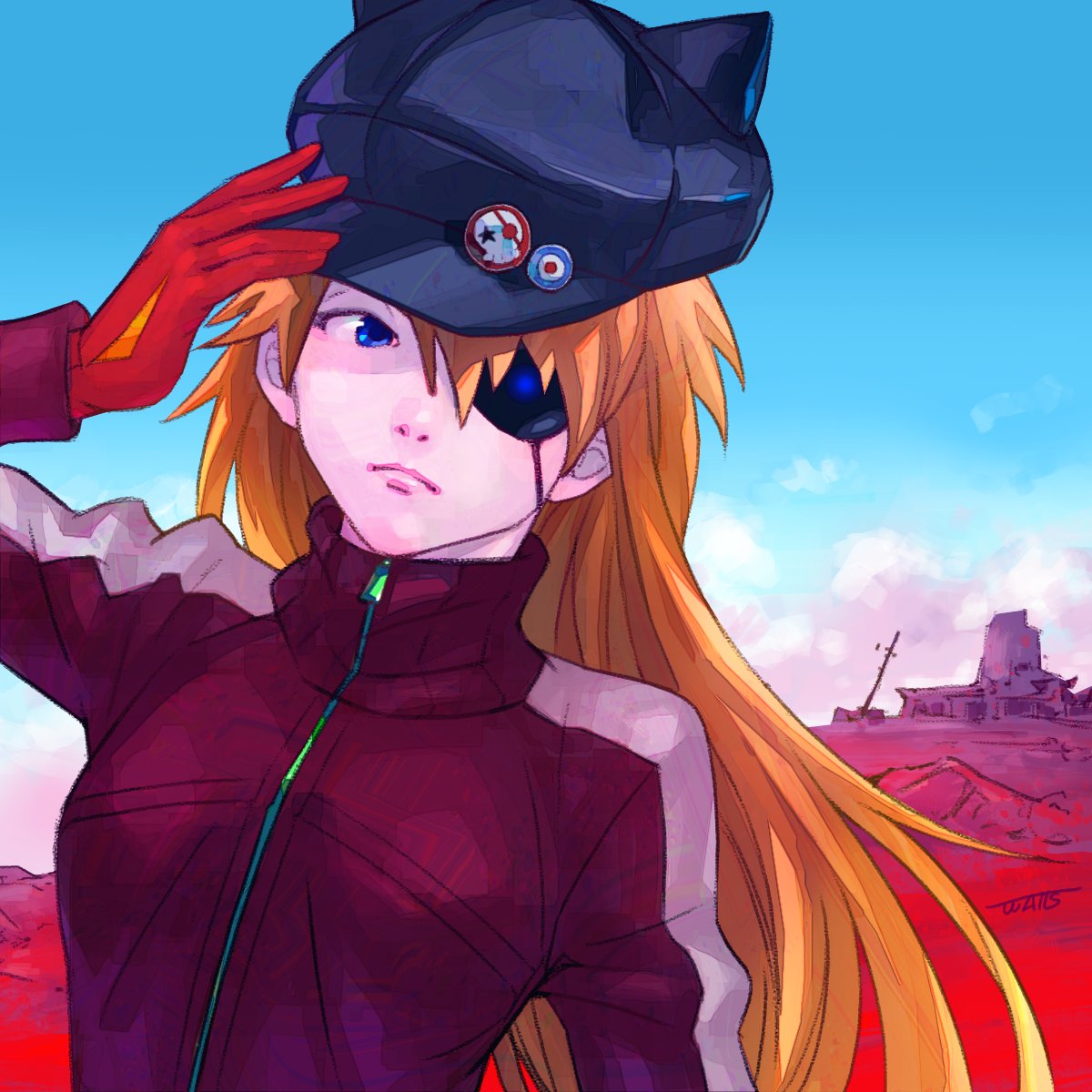 Watts シンエヴァ見たのでファンアートでもと思ったんですがこの帽子 今回被ってないですねｗまぁ描きたかったので あと描いてて今更帽子の突起が猫耳じゃなくて髪留め付けたまま被る為のスペースなんだって事に気付きました シン エヴァンゲリオン劇場