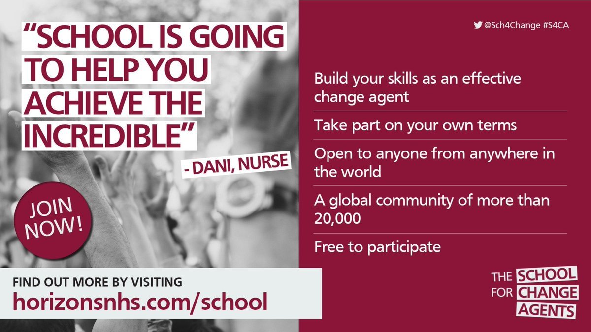 HelenBevan's tweet photo. Week two of The School for Change Agents 2021 went live today. If you haven't started yet, it doesn't matter. You can start whenever you want. The school is virtual, free, easy to access &amp; open to all. Join on your own or with others in your team: https://t.co/4xAmLei49Z #S4CA https://t.co/MMTseYJpLb