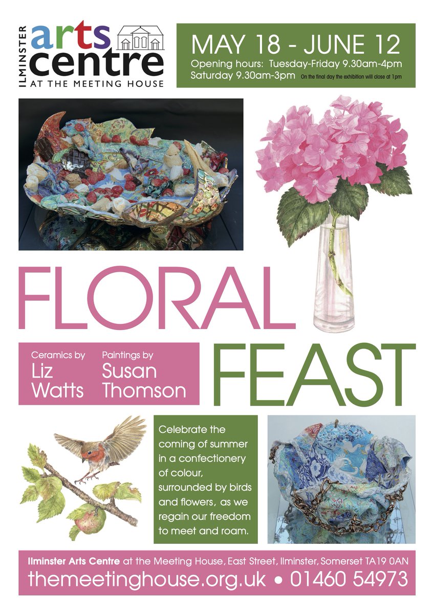 CreativeCov's tweet image. May 18 to June 12, 2021
Liz Watts and Susan Thomson: Floral Feast. Ilminster Arts Centre Meeting House, Somerset. Tuesday to Friday 9.30 to 4pm Saturday 9.30am to 3pm
Sue and Liz will be in the venue on various dates including Friday June 11.