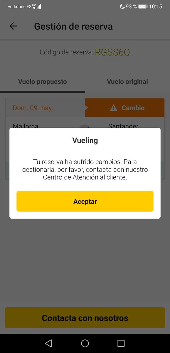 rum1nolo's tweet photo. Hola @vueling me habéis realizado un cambio de vuelo y no hay forma de contactar ni de realizar el cambio de vuelo a otra fecha distinta ya que no se puede gestionar por Internet y me remite a un teléfono en el que siempre contesta una maquina, en ninguna compañía me ha pasado https://t.co/BAnD18fFL2
