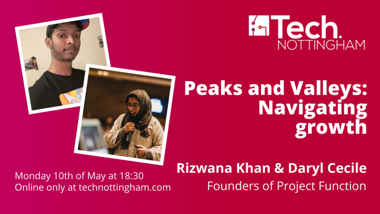 technottingham's tweet photo. On Monday 10th May we are excited to welcome @rizbizkits and @darylcecile to the #TechNott stage!

They'll be sharing the challenges &amp; successes of growing @projectfunction - a local startup organisation bringing free tech training to marginalised people

https://t.co/qdSnIzOClc https://t.co/SXHxtbSFk8