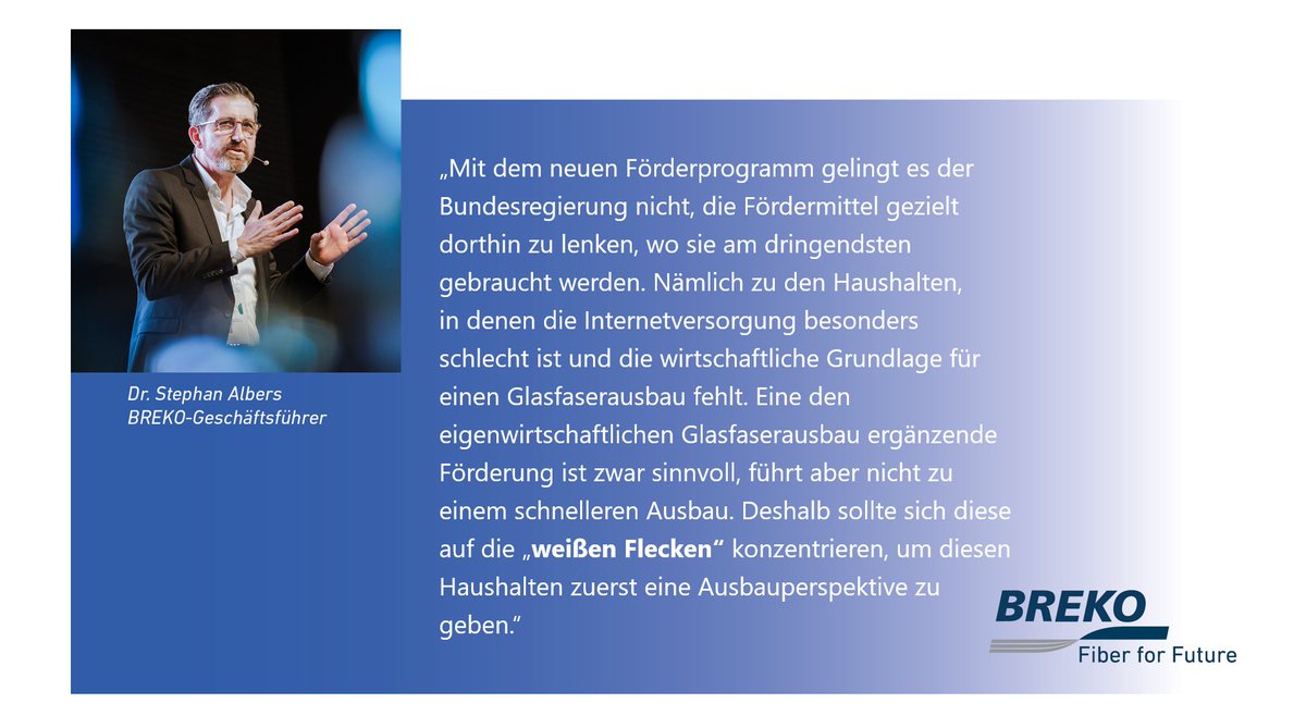 Bundesverkehrsminister @AndiScheuer hat heute den Start des neuen #Gigabit-Förderprogramms bekanntgegeben. Geförderter #Glasfaserausbau ist zukünftig nicht nur in weißen Flecken (<30 Mbit/s), sondern auch in grauen Flecken (<100 Mbit/s) möglich. 
@BMVI 

brekoverband.de/aktuelles/news…