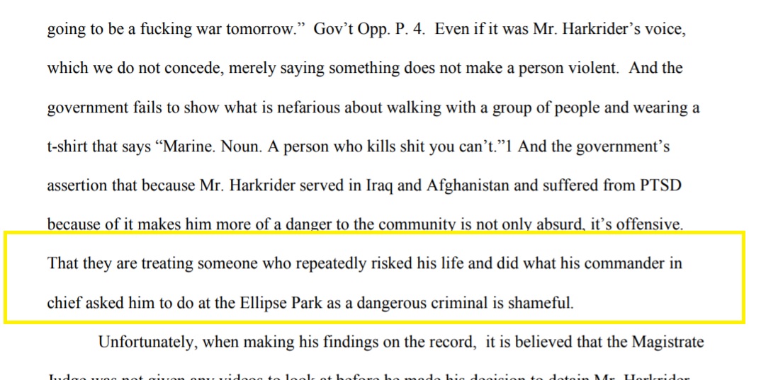 In his request for release from jail, Harkrider says he was cooperative, "even helpful" to police during his arrest. He says the tomahawk was small.*And* the military vet indicates he was following "his commander's" (Trump's) instructions that day ==>