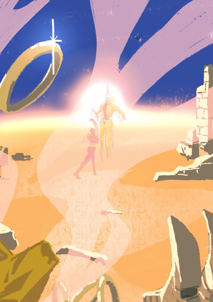 🍒 🐶 🔥 終わったよ……
【蜃気楼】
 #ディオジョナ版深夜の真剣お絵描き60分一本勝負