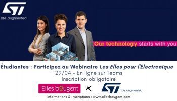 Vous pouvez encore vous inscrire pour le #webinaire les Elles pour l’ #electronique avec notre partenaire <a href="/ST_World/">STMicroelectronics</a>  et découvrir ses principaux métiers au travers de témoignages de parcours concrets de marraines ! 👩‍💼
👉 Inscriptions : buff.ly/3x0Xuyq