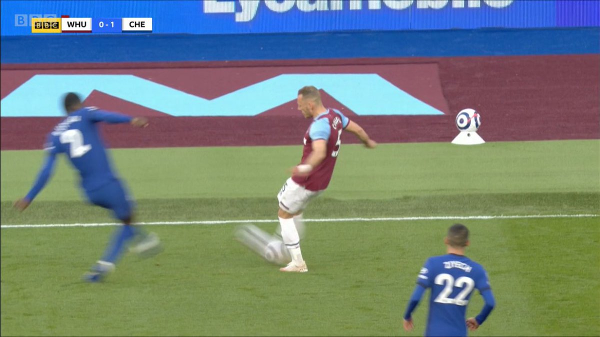 While intent is no longer in the laws, that doesn't mean all contact is a red card. Balbuena's coming together with Ben Chilwell was nothing more than that. And then we had another very similar incident later in the half... What was that about consistency?