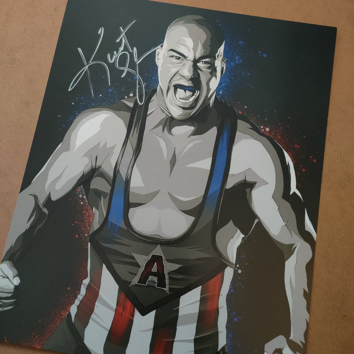 Today I received this photo signed by @RealKurtAngle, this is a new addition to my wrestling collection and comes thanks to @WrestleCrateUK who are doing amazing boxes so far this year, and always. Thanks Kurt and WC.