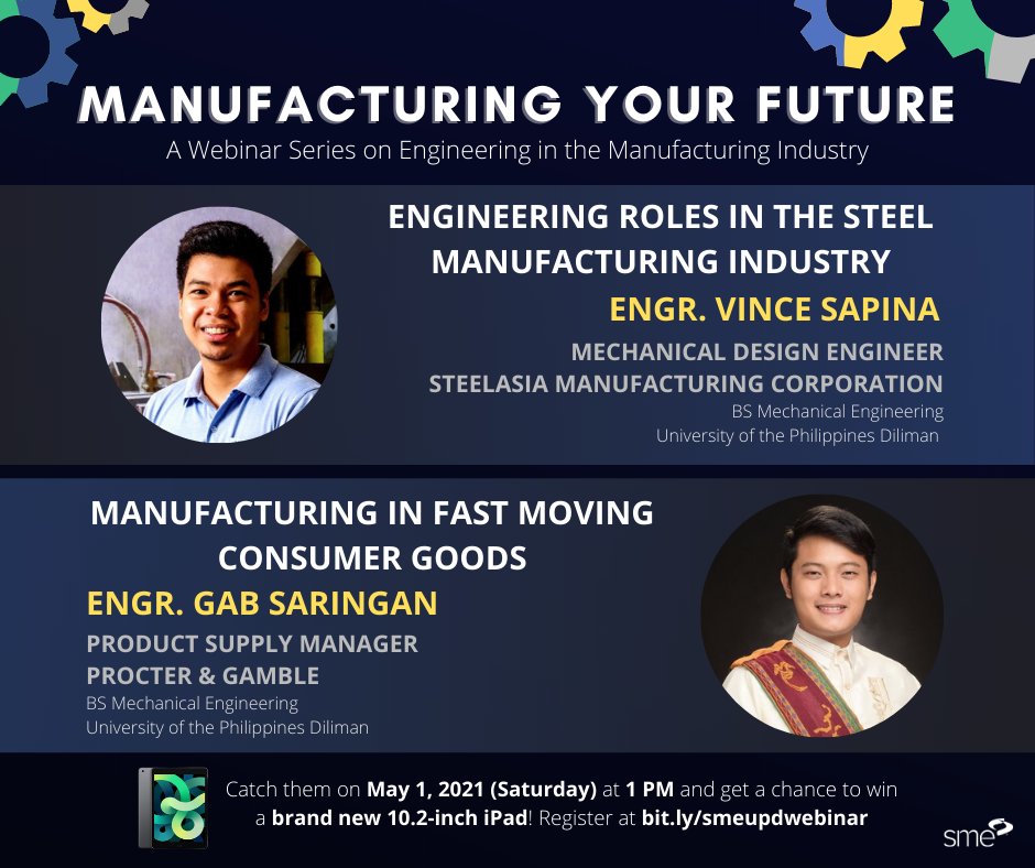 sme_upd's tweet photo. Let's get to know our speakers! Representing different sectors of the manufacturing industry, they are ready to share their knowledge, experiences, and insights with you.

Catch MANUFACTURING YOUR FUTURE on SATURDAY, May 1, at 1 PM!

Register now via https://t.co/0r9ns3N7NK https://t.co/iBGHPWOC1L