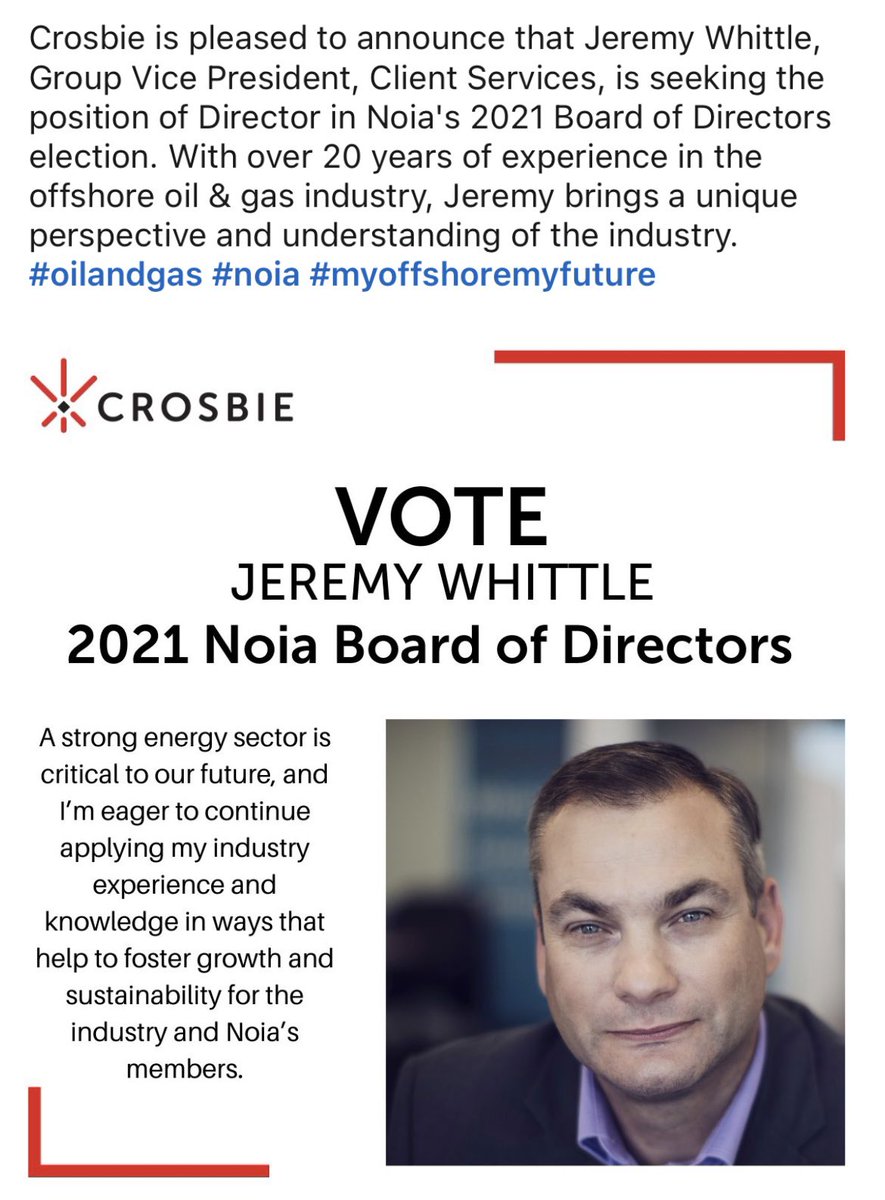 With the experience Jeremy brings to the table I feel he would be a great addition! #myoffshoremyfuture #noia #oilandgas