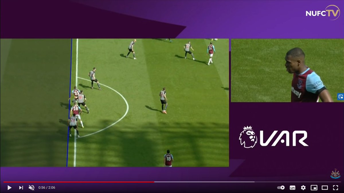 This is an example where the VAR (Simon Hooper) decided the offside for Issa Diop didn't need full tech calibration. He could have chosen to use it. Hooper has only disallowed one goal for offside, and that was for Marcus Rashford being ahead of the ball. Not one using lines.