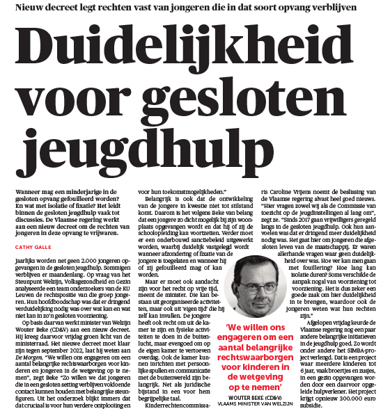 Stefaan Pleysier (@stefaanpleysier) on Twitter photo De inzichten uit ons <a href="/SteunpuntWVG/">Steunpunt WVG</a> onderzoek over een rechtspositieregeling voor de gesloten opvang van minderjarigen in Vlaanderen, zullen door minister van welzijn <a href="/wbeke/">Wouter Beke</a> worden omgezet in een nieuw decreet. demorgen.be/ts-b42f972d via <a href="/demorgen/">De Morgen</a> De inzichten uit ons <a href="/SteunpuntWVG/">Steunpunt WVG</a> onderzoek over een rechtspositieregeling voor de gesloten opvang van minderjarigen in Vlaanderen, zullen door minister van welzijn <a href="/wbeke/">Wouter Beke</a> worden omgezet in een nieuw decreet. demorgen.be/ts-b42f972d via <a href="/demorgen/">De Morgen</a>