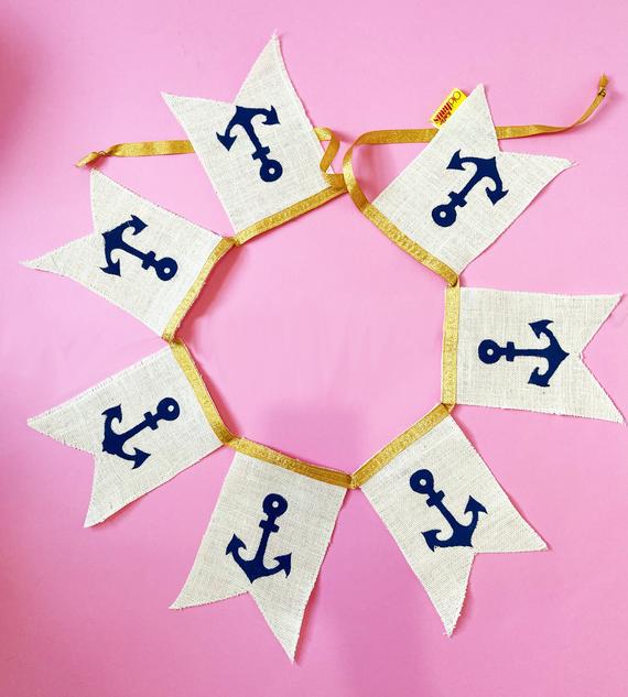 Anchor Print Decoration Party Bunting Nautical etsy.me/3d3o2pv #homedcor #walldcor #wallhangings #sailingdecor #anchorbunting