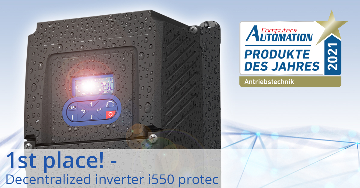 Lenze_Gruppe's tweet photo. Our decentralized inverter i550 protec is Product of the Year 2021! We are all excited about being chosen by readers and editors of the renowned German trade magazine “Computer&amp;Automation” to be the winner in the drive technology category. 👉 https://t.co/X9Sgl4uaJB https://t.co/2xPK1b4lQ1