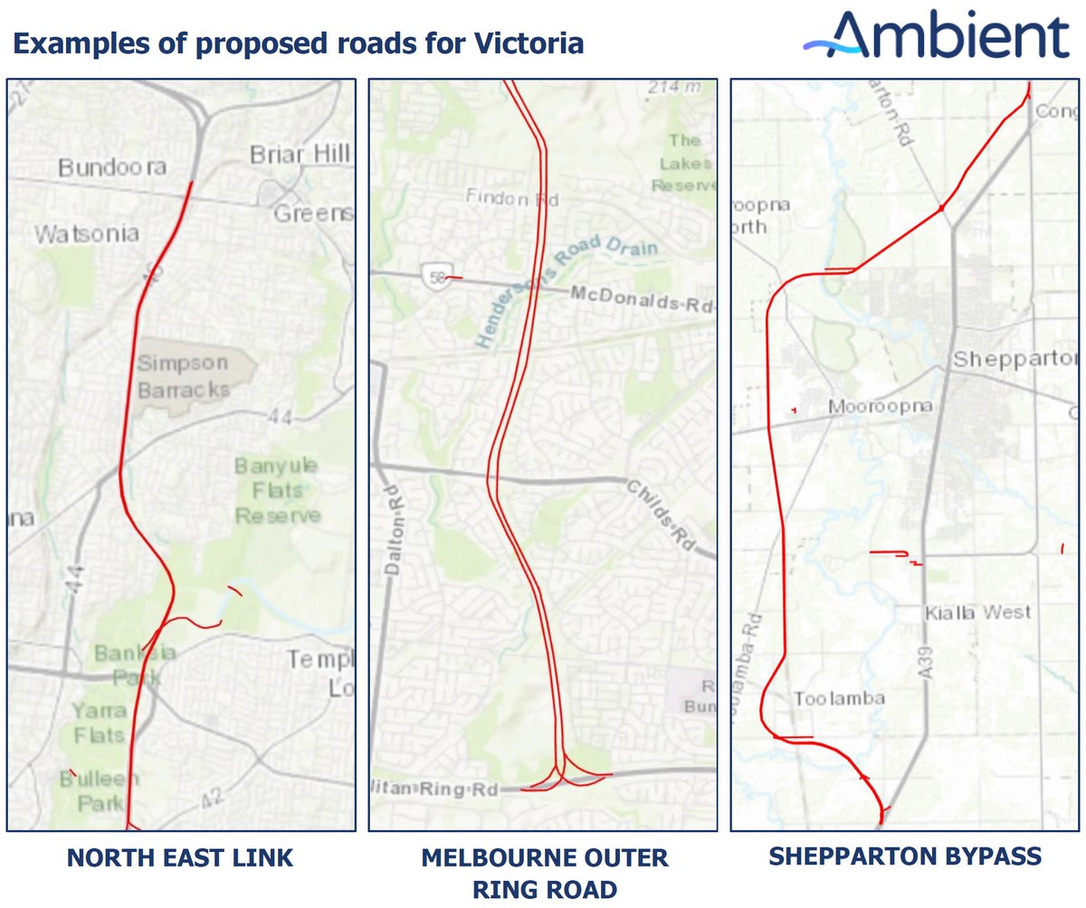 Ambient are excited to include the location of Victoria's proposed road network within our property reports, allowing customers to help gauge their risk of future noise impacts.