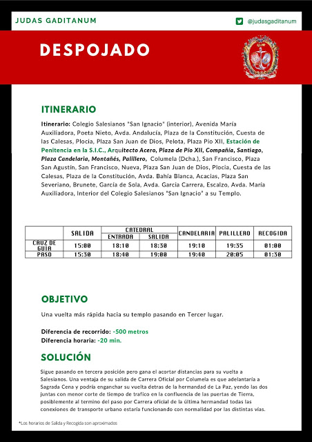 El Perdón saldría a las 2:15 de la Madrugada, en una especie de solución intermedia entre lo que plantea el Consejo de Hermandades y Cofradías y lo que desea la cofradía de Santa Cruz.