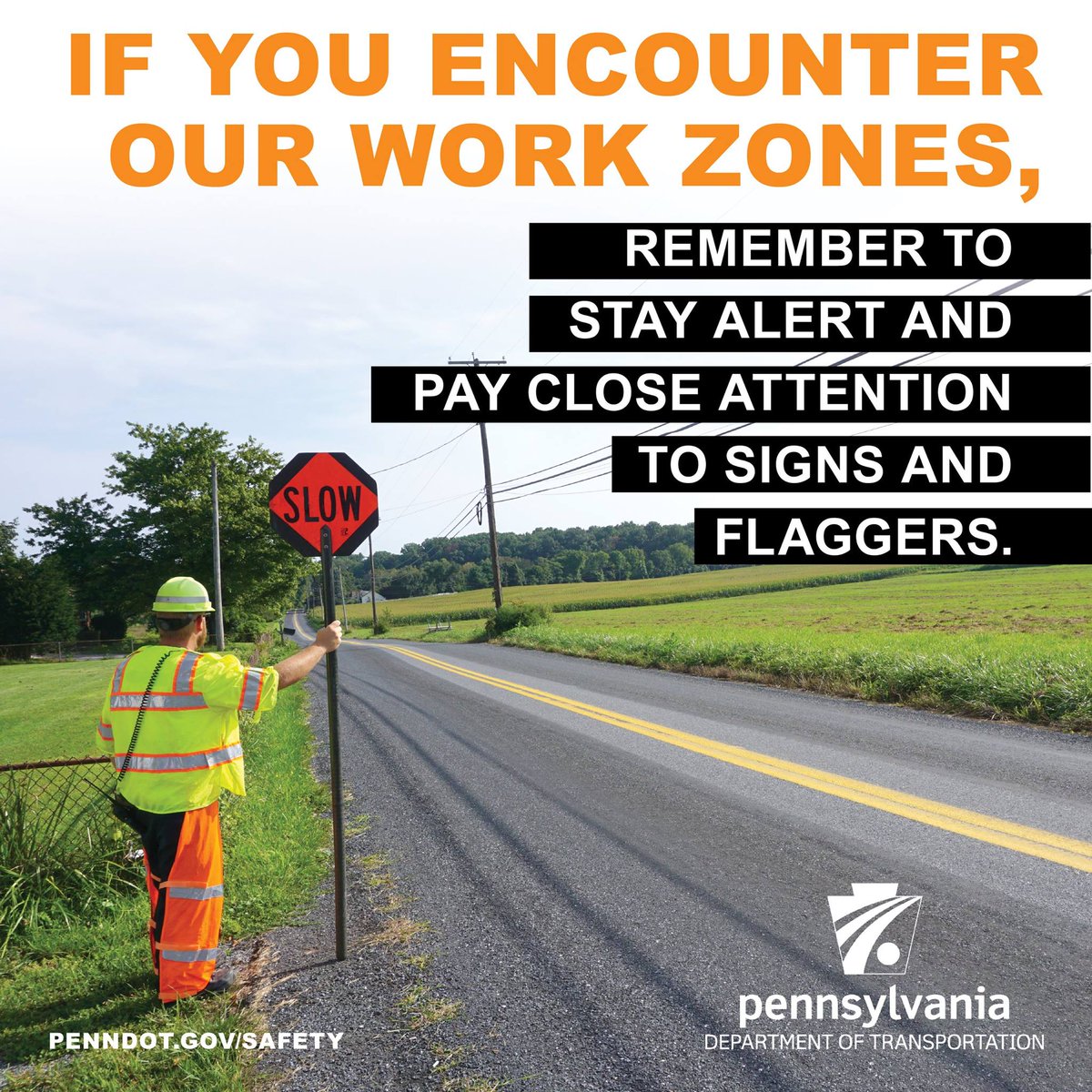 HHSMontcoPA's tweet photo. This week is #NationalWorkZoneAwarenessWeek 🦺  If you encounter a @PennDOTNews work zone, please drive with caution for your safety and the safety of highway workers. Stay alert, obey signs and flaggers, don’t tailgate, watch your speed, and turn on your headlights. #Slow4Zone https://t.co/kUsW0bHYrl