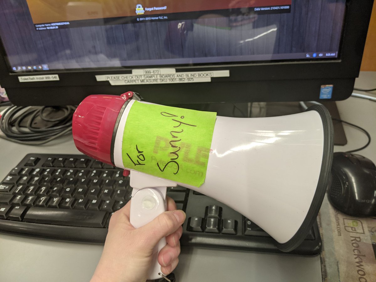 Sunny (@sunnynightsd218) on Twitter photo This is what happens when you randomly mention needing a bullhorn during your morning meeting 🤣🤣.
#MondayMorningShenanigans
#MyTeamIsHilarious
<a href="/DEM33RGP/">Ron Gomes-Petrach</a> <a href="/paulkassab25/">Paul Kassab</a> <a href="/RoWilliams1/">Rocky Williams</a> This is what happens when you randomly mention needing a bullhorn during your morning meeting 🤣🤣.
#MondayMorningShenanigans
#MyTeamIsHilarious
<a href="/DEM33RGP/">Ron Gomes-Petrach</a> <a href="/paulkassab25/">Paul Kassab</a> <a href="/RoWilliams1/">Rocky Williams</a>