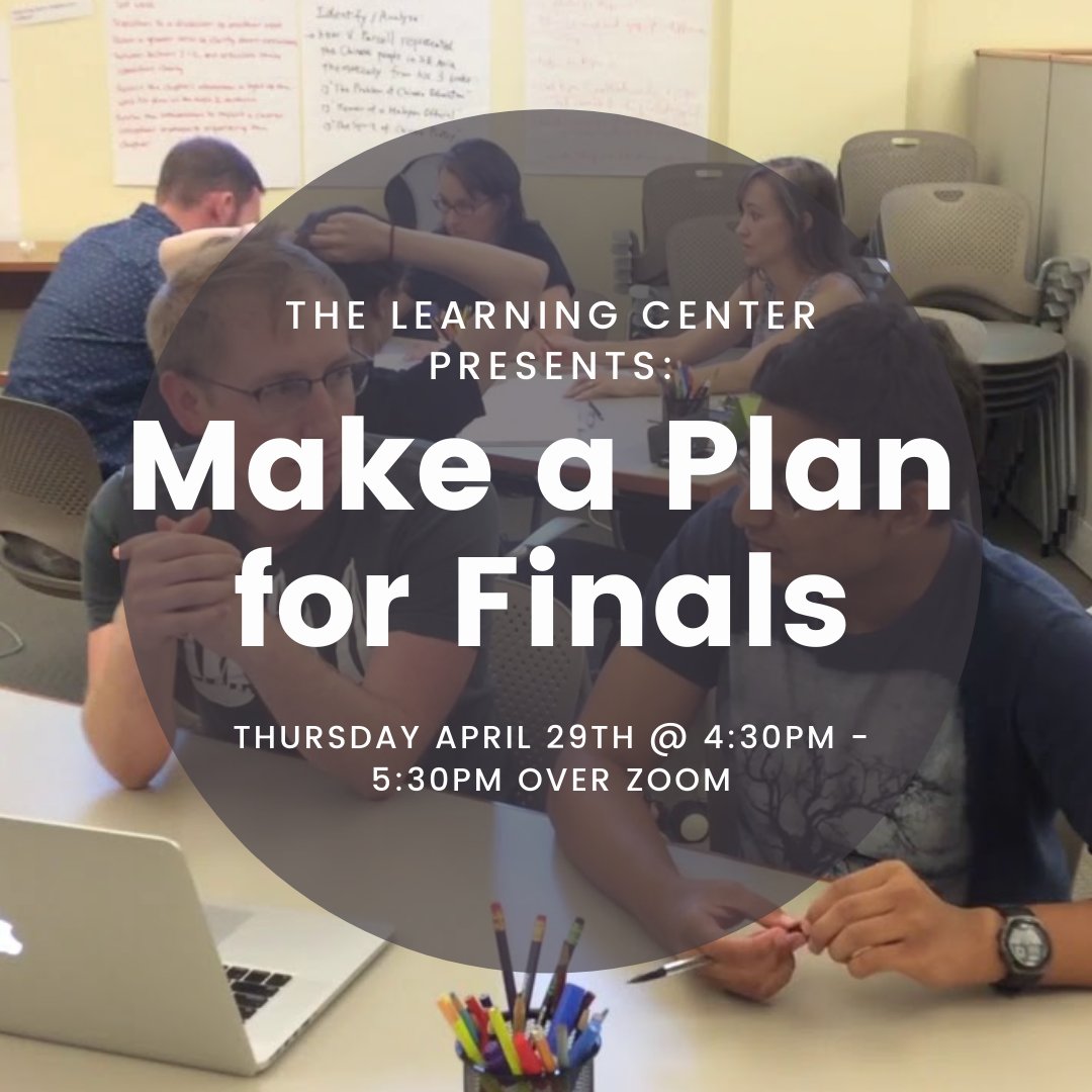 UNC_APPLES's tweet image. Finals week can be a busy and stressful time, but a solid plan can help you be more effective and bring you peace of mind. Bring your finals schedule to this Zoom workshop with the Learning Center. Sign up here: learningcenter.unc.edu/register-for-c…
