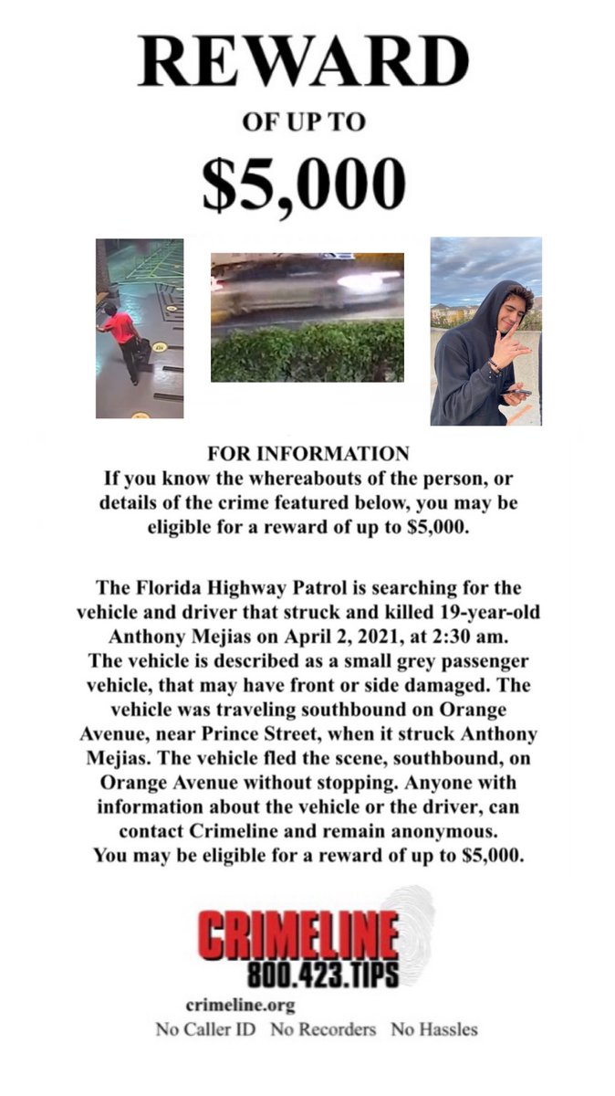 FHPOrlando's tweet photo. Help FHP locate this vehicle involved in a fatal hit and run crash in Orlando on April 2, 2021. ⁦@CrimelineFL⁩ https://t.co/TWUmkPb5j5
