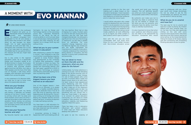EvoHannan's tweet photo. Honoured to have my story featured in @teachmiddleeast  magazine, highlighting my 14 years in Dubai as an educator. Thank you @leisagrace for the opportunity to share my story. 

Check it out below together with other interesting articles on education.

https://t.co/R7pWYo2gq3 https://t.co/NhodQz2qCE