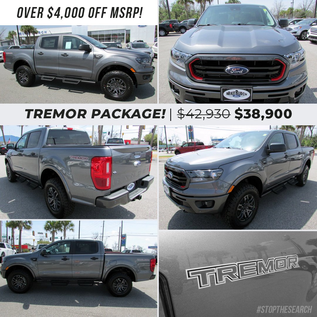 burch_ford's tweet image. It's Major Monday Markdown at Mike Burch Ford! Today's specially priced vehicle is a 2021 Ford Ranger XLT with TREMOR Package! Normally priced at $42,930. Today's price: $38,900! Come by &amp;amp; check it out or call 877-443-8853. #StopTheSearch #MikeBurch #Ford #Monday #Ranger #Tremor