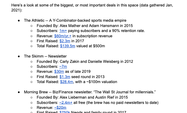 As for major deals -- I worked on this one for a while, but they just don't translate well to tweet form.So here's a doc with a bunch of data on industry leaders, funding, acquisitions, and people to follow (including other investors in this space) https://docs.google.com/document/d/1SHXAA21O8-r1zJMBUNx4rBeWjARpw58lL42WiyNrkZ8/edit?usp=sharing