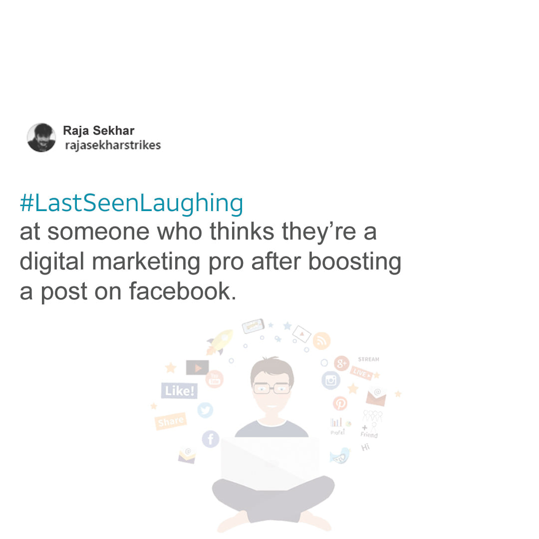 Where are all digital marketing pro's? #LastSeenLaughing #SocialMoka #SocialSamosa #trendingpost #marketingmoment