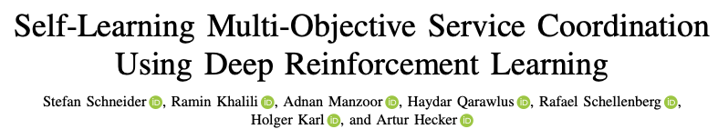 Congratulations to <a href="/stefan_schn/">stefan.schneijderberg</a> as lead author for a paper accepted in IEEE Trans on Network and Service Management (TNSM): Self-Learning Multi-Objective Service Coordination Using Deep Reinforcement Learning.