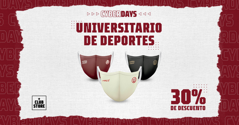 ClubstoreP's tweet photo. Aprovecha estos últimos días de nuestro #cyber y adquiere la mascarilla oficial de @Universitario con el 30% de dscto y sigamos cuidándonos.

Compra aquí: https://t.co/N282LAeMuw 

#NuncaParesDeAlentar #Universitario https://t.co/YlHdNX9Q14