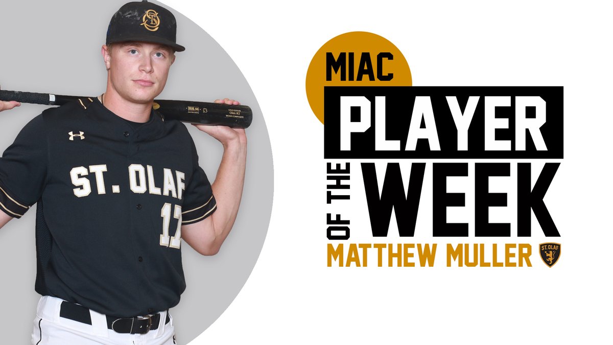 Senior shortstop Matthew Muller was named the #MIAC Baseball Player of the Week after going 6-for-8 with four extra-base hits, three runs, and seven RBI in @StOlafBaseball's two wins on Saturday! RELEASE: bit.ly/2S0icy5 #OlePride | #UmYahYah | #d3b | #d3baseball