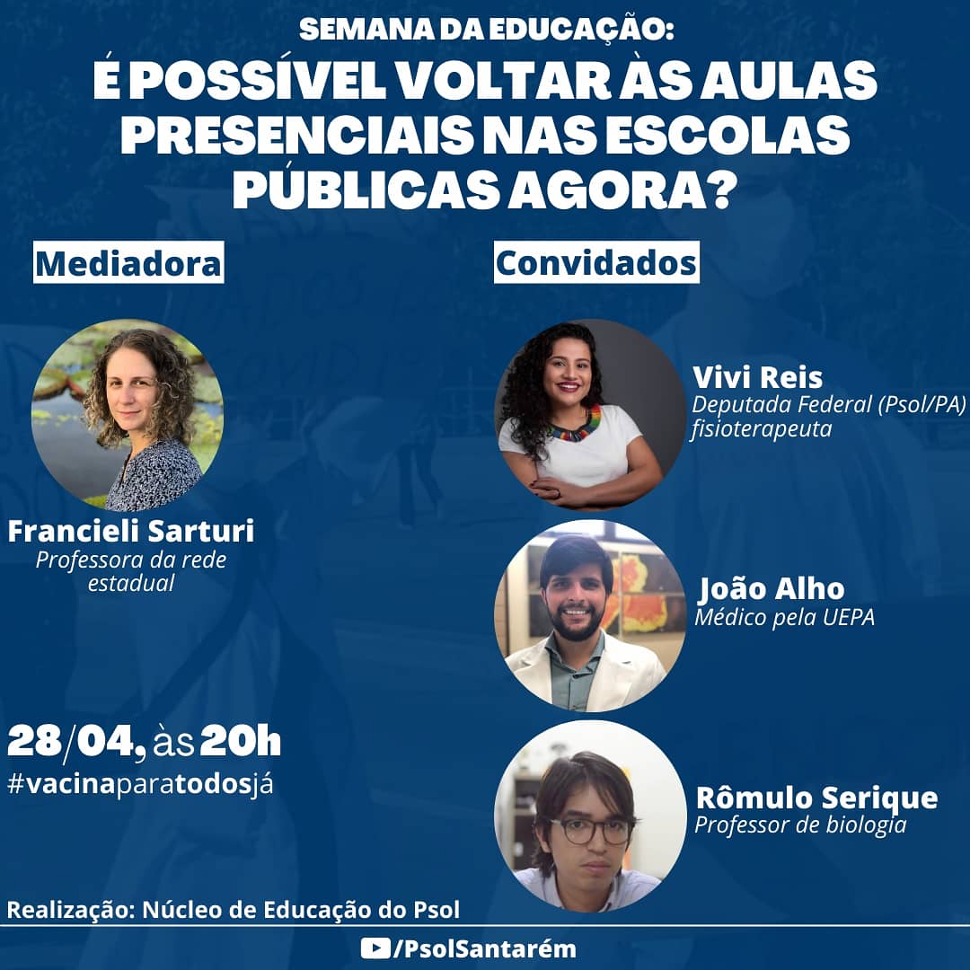 psol_santarem's tweet photo. 📚 SEMANA DA EDUCAÇÃO ✊🏾
Covid e educação: Já podemos pensar em aulas presenciais na escola pública?

Dia 28 de abril é celebrado o Dia da Educação. Durante o governo Bolsonaro, esse importante setor da sociedade vem sofrendo duros ataques, mas também é o que tem feito frente + https://t.co/jQweIpuQF5